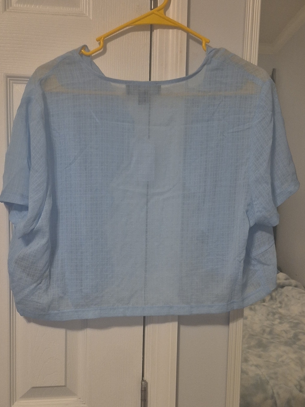 Perceptions Light Blue Ruffle Shrug - Picture 3 of 3